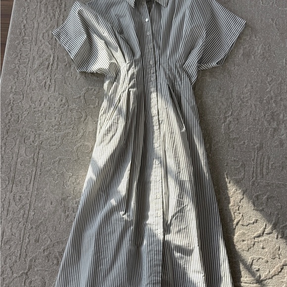 Anthropologie Striped White and Black Dress with Red Accent - Picture 4 of 4